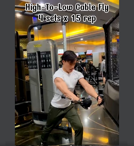 High to low cable fly - 4sets x 15reps